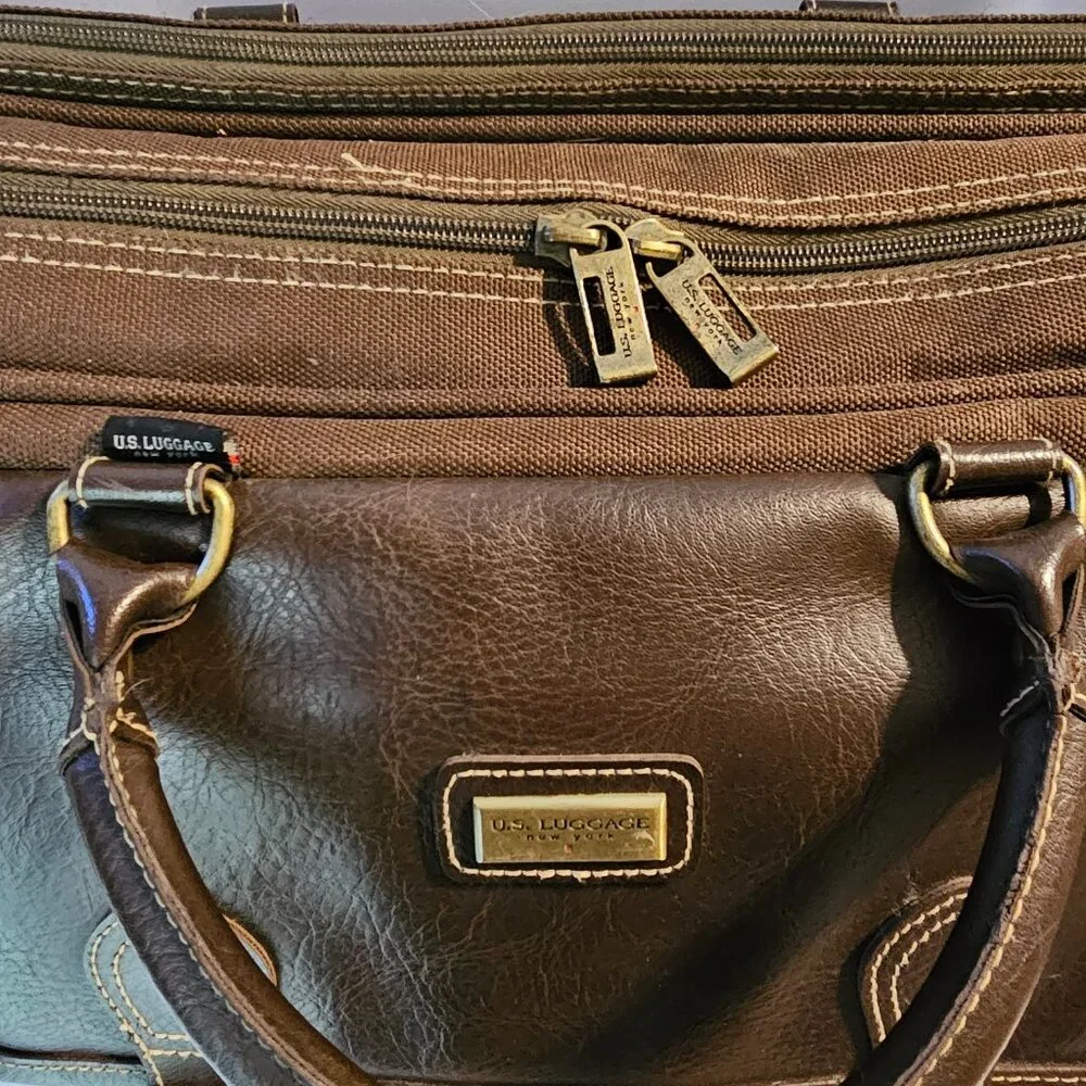 U.S. Luggage New York Messenger/Computer Bag – Dark Brown Canvas & Leather